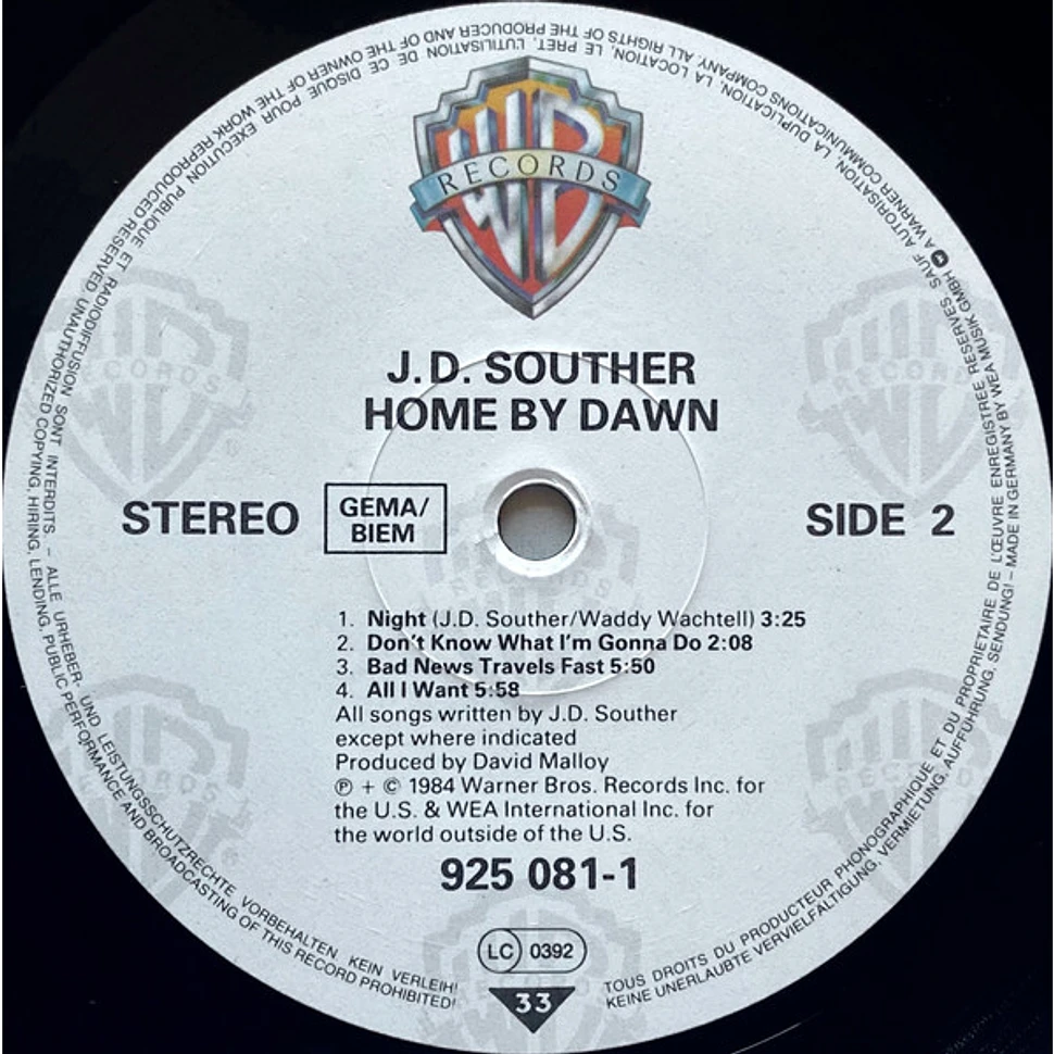 John David Souther - Home By Dawn