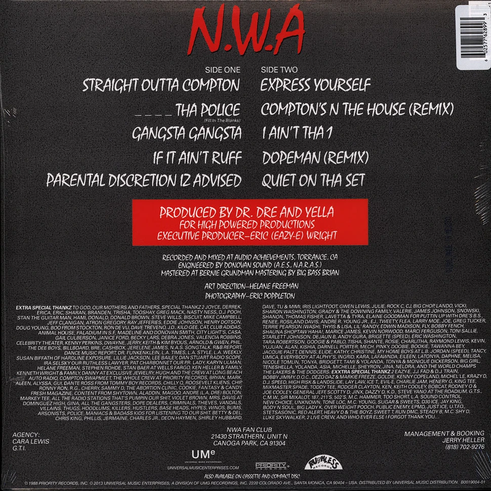 N.W.A. - Straight Outta Compton Red Vinyl Edtion