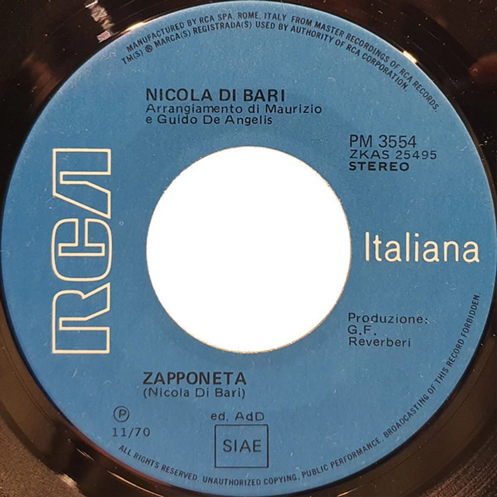 Nicola Di Bari - Una Ragazzina Come Te / Zapponeta