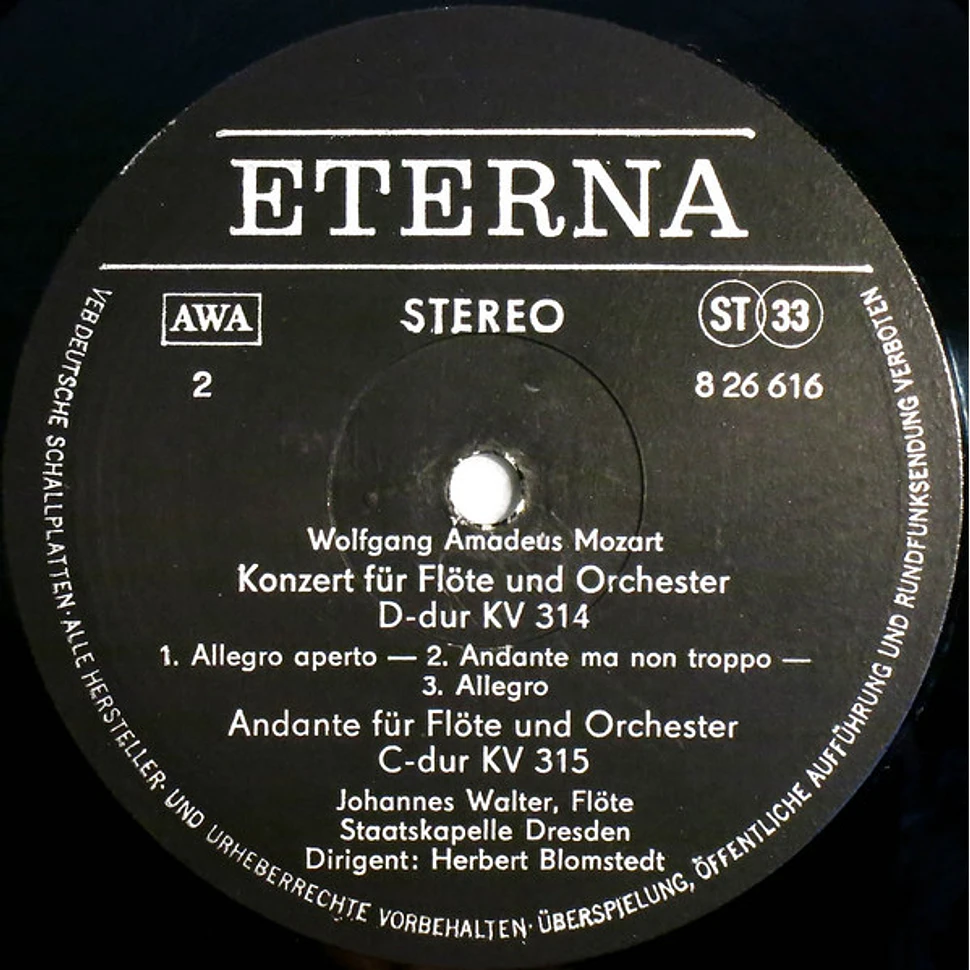 Wolfgang Amadeus Mozart, Johannes Walter , Staatskapelle Dresden, Herbert Blomstedt - Konzerte Für Flöte Und Orchester G-dur KV 313, D-dur 314, C-dur 315