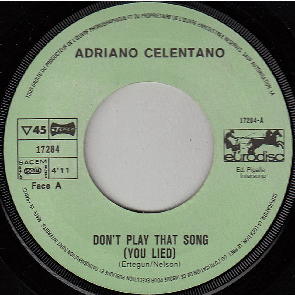 Adriano Celentano - Don't Play That Song / Mondo In Mi 7