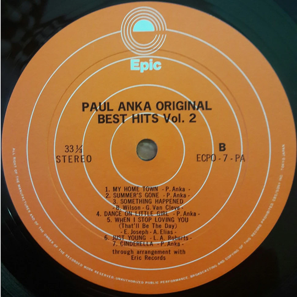 Paul Anka - Original Hit Song Vol.2 = オリジナル・ヒット・全曲集 Vol.2