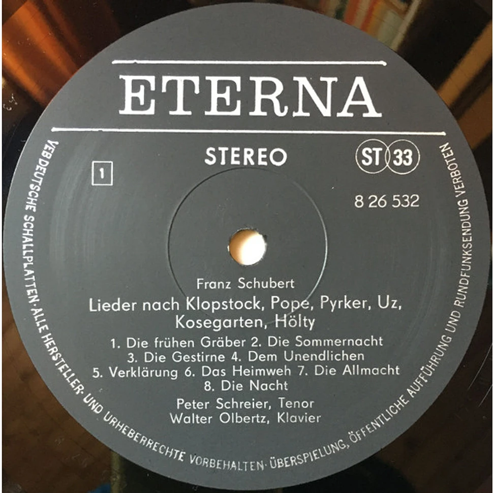 Franz Schubert, Peter Schreier, Walter Olbertz - Lieder Nach Klopstock, Pope, Pyrker, Uz, Kosegarten Und Hölty