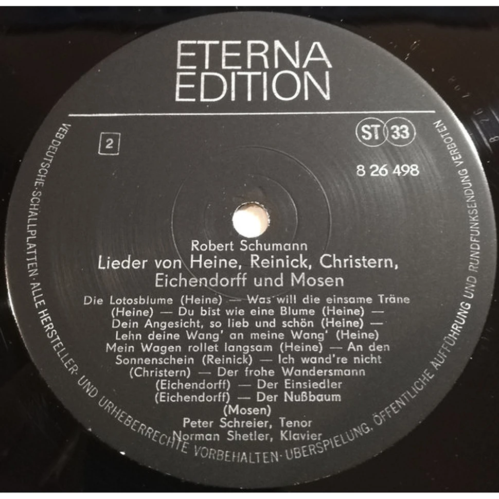 Robert Schumann, Peter Schreier, Norman Shetler - Liederkreis Op. 39 Nach Eichendorff / Die Lotusblume / Du Bist Wie Eine Blume / Der Nußbaum u.a.