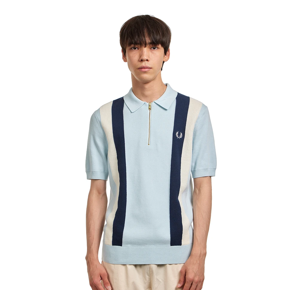 【FRED PERRY】Textured Front Knitted Shirt Fred Perry Textured Front Knit T-Shirt