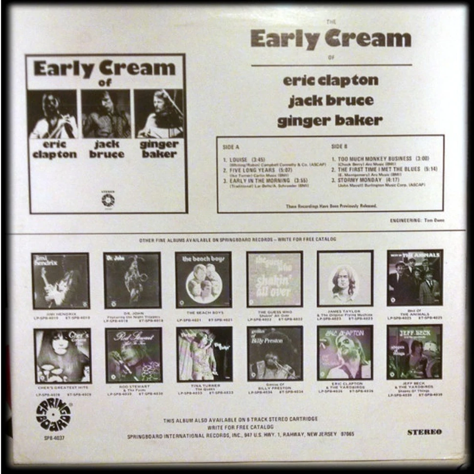 Eric Clapton / Jack Bruce / Ginger Baker - The Early Cream Of Eric Clapton, Jack Bruce & Ginger Baker