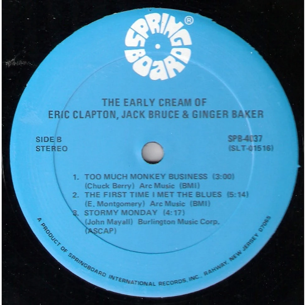 Eric Clapton / Jack Bruce / Ginger Baker - The Early Cream Of Eric Clapton, Jack Bruce & Ginger Baker