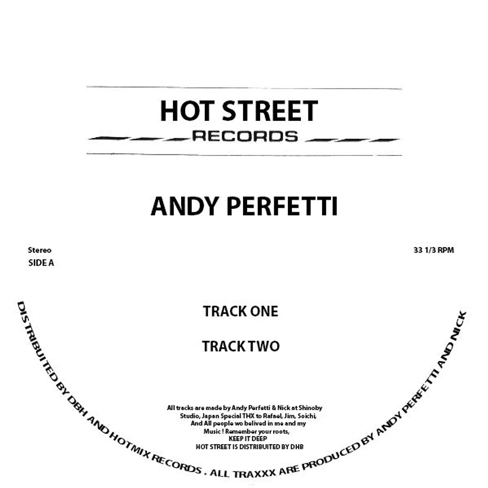 Andy Perfetti - Track Ep Red Vinyl Edtion