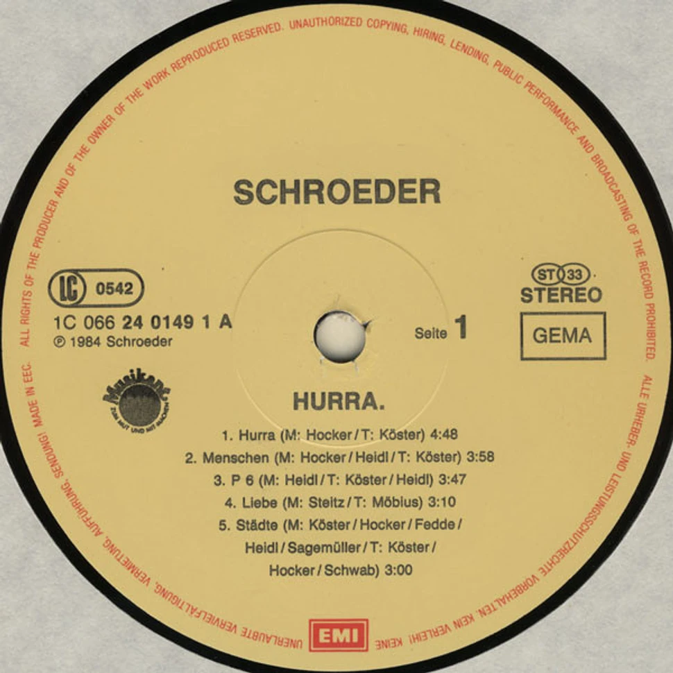 Schroeder Roadshow - Hurra