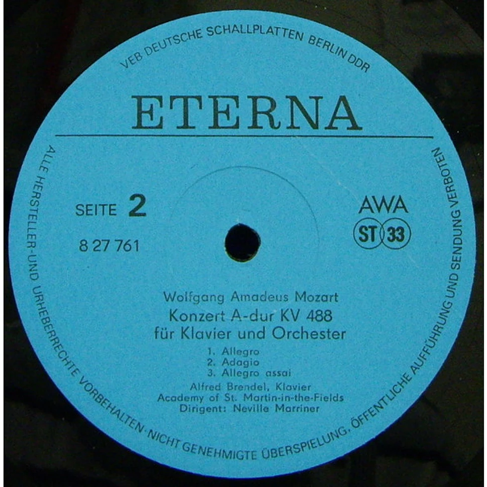 Wolfgang Amadeus Mozart - Alfred Brendel - The Academy Of St. Martin-in-the-Fields - Sir Neville Marriner - Klavierkonzerte D-moll Kv 466 / A-dur Kv 488