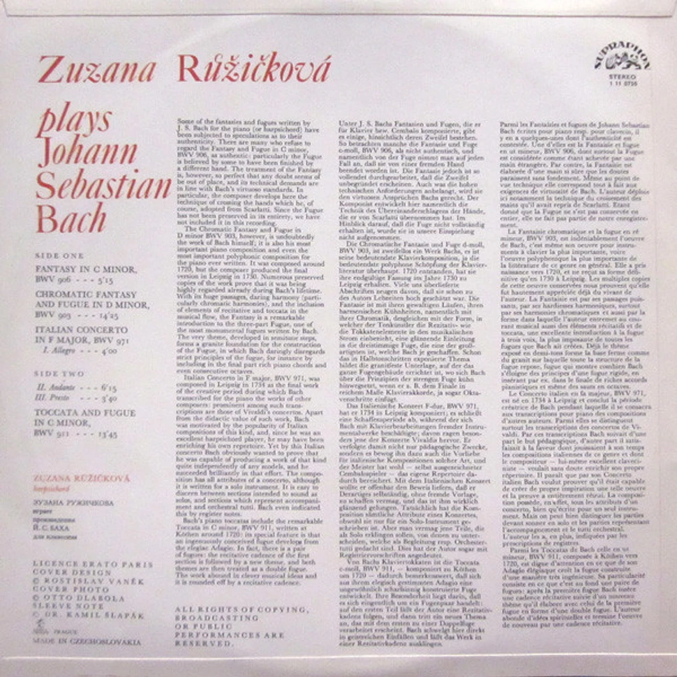 Zuzana Růžičková Plays Johann Sebastian Bach - Zuzana Růžičková Plays J. S. Bach