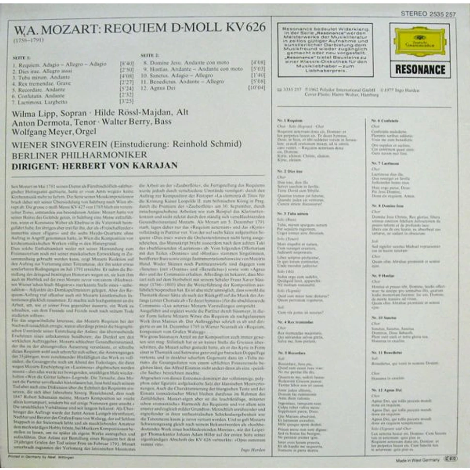 Wolfgang Amadeus Mozart - Herbert von Karajan, Wiener Singverein, Berliner Philharmoniker - Requiem