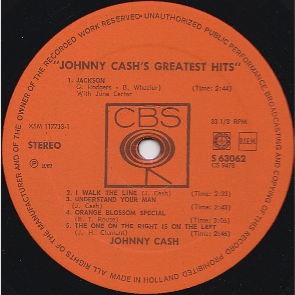 Johnny Cash - Johnny Cash's Greatest Hits Volume 1