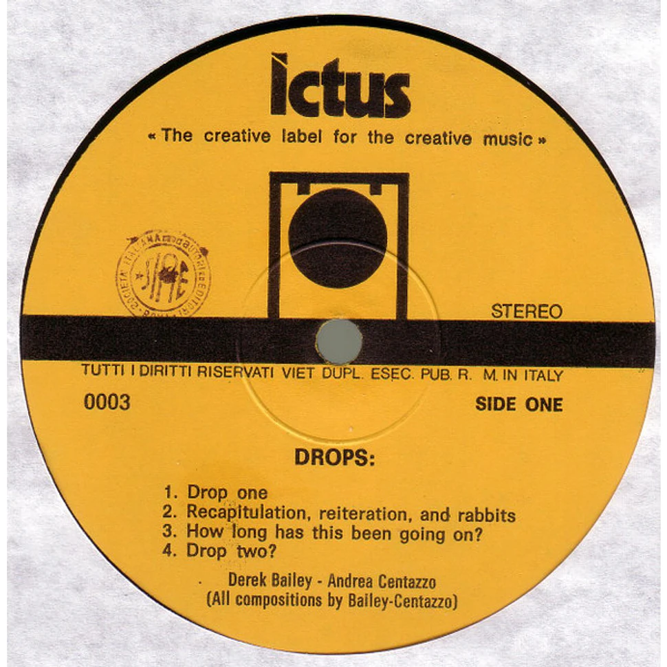 Derek Bailey & Andrea Centazzo - Drops - Vinyl LP - IT