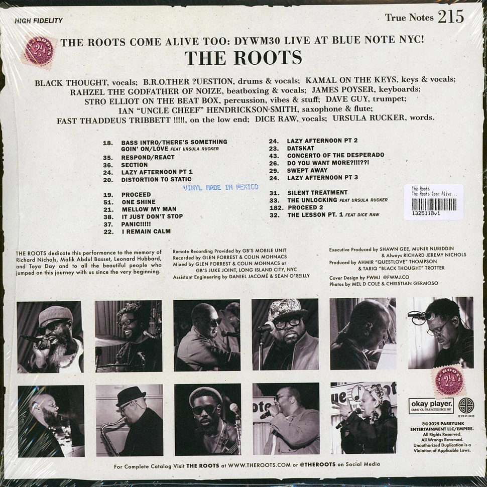 The Roots - The Roots Come Alive Too: DYWM30 Live At Blue Note NYC!' Black Vinyl Edition