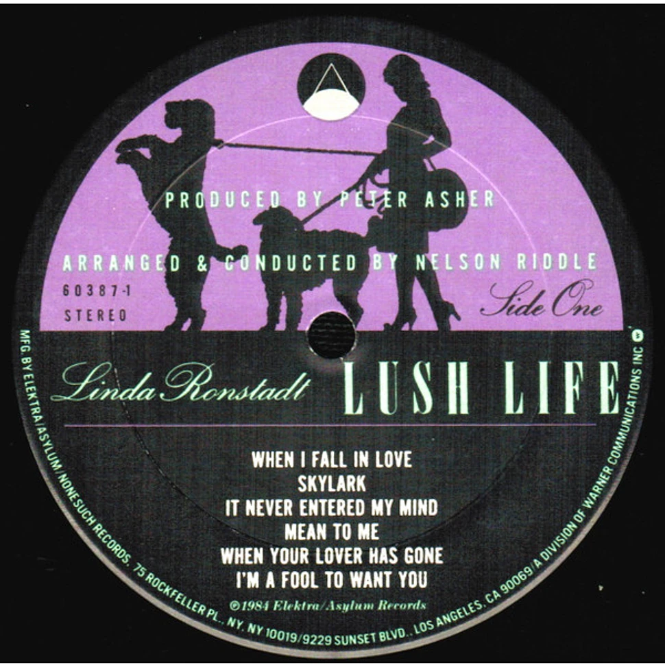 Linda Ronstadt With Nelson Riddle And His Orchestra - Lush Life - Vinyl ...