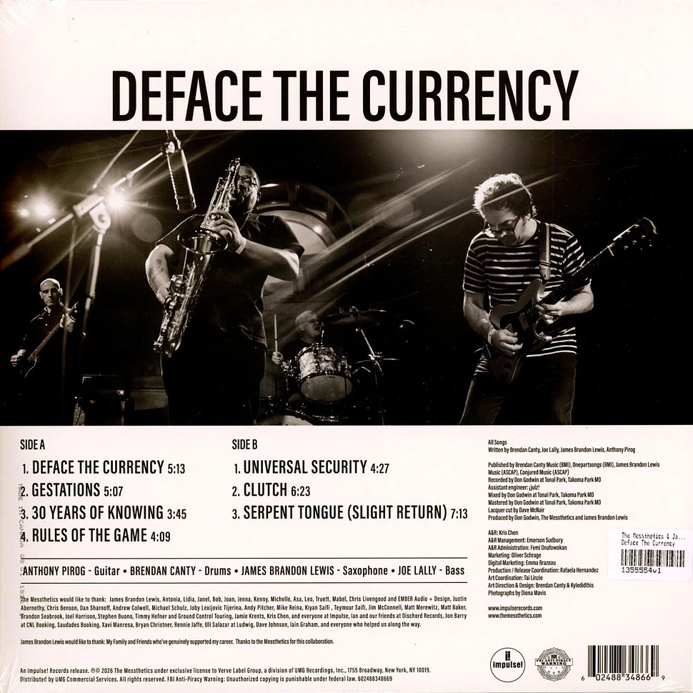 The Messthetics & James Brandon Lewis - Deface The Currency - Vinyl LP ...