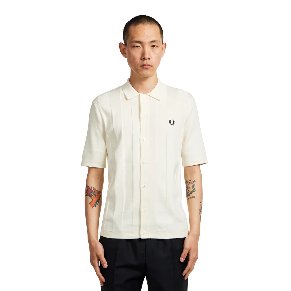 Tonal Vertical Stripe Knitted Shirt
