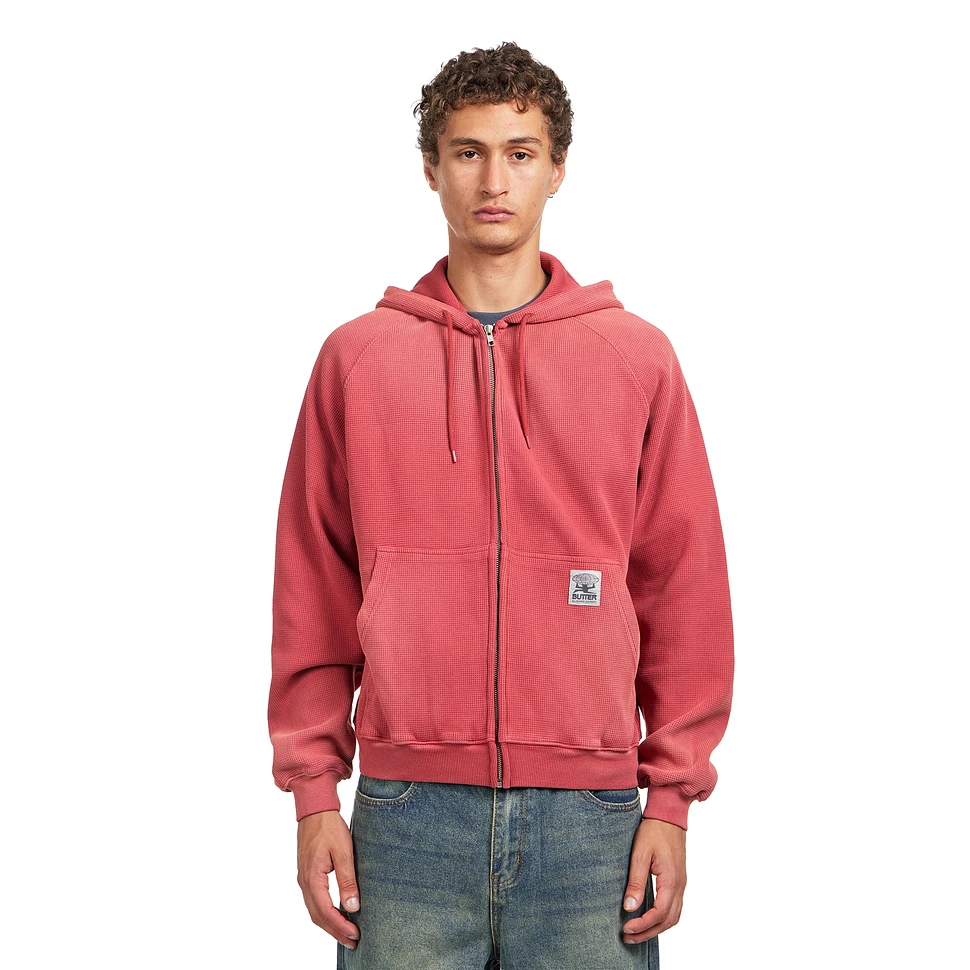 Faded Waffle Zip-Thru Hood
