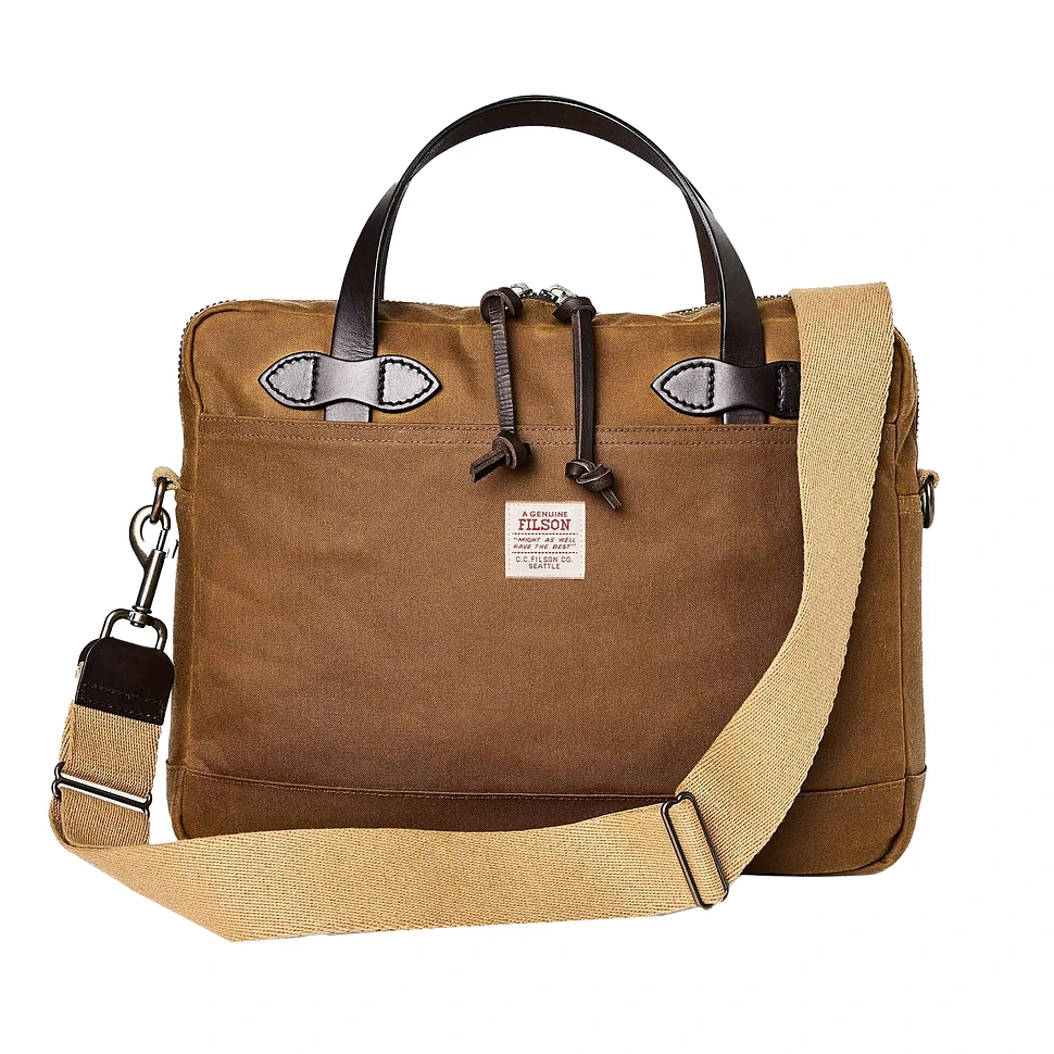 Compact Field Filson Filson - Tin Cloth Compact Briefcase (Dark Tan) | HHV