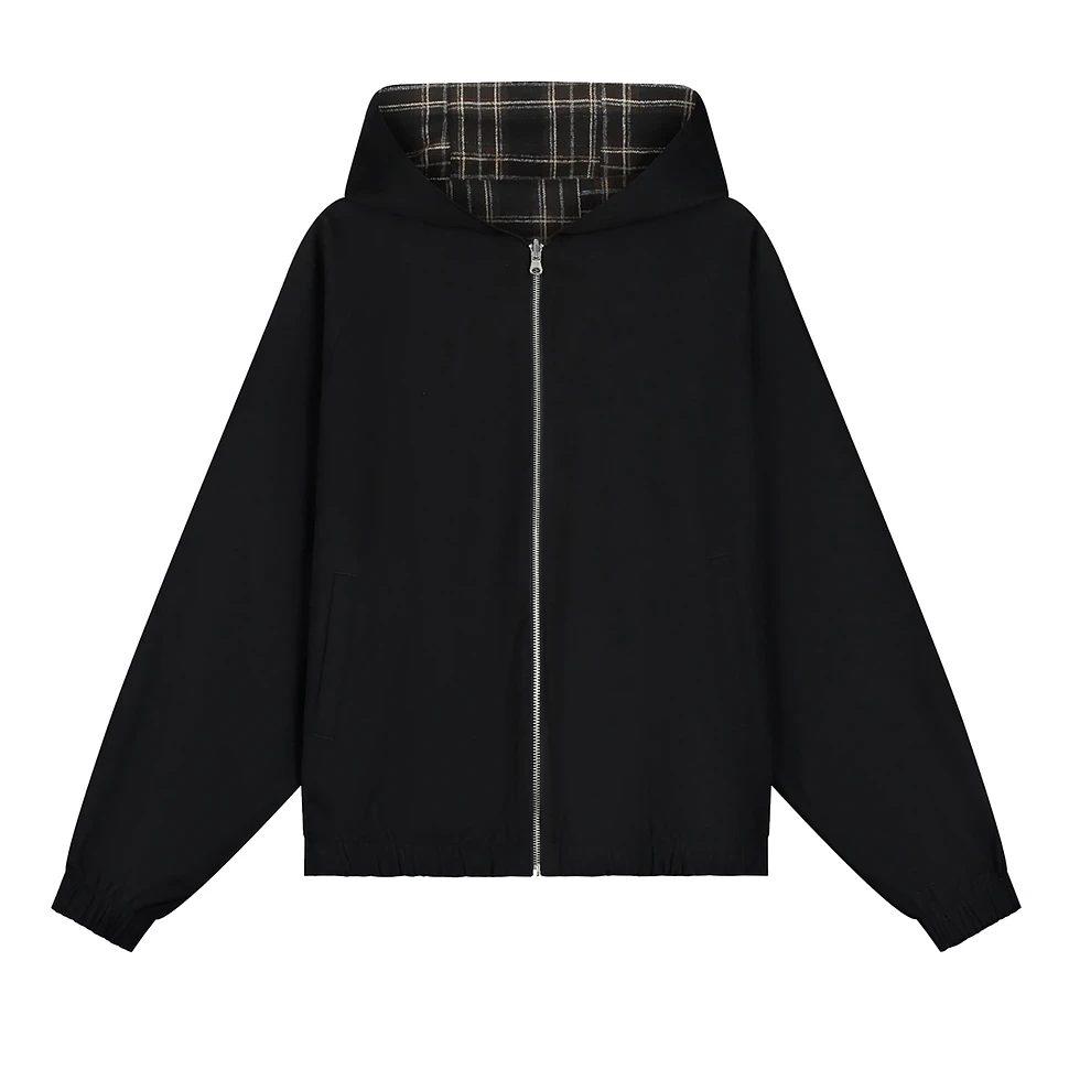 Reversible Plaid Hooded Jacket