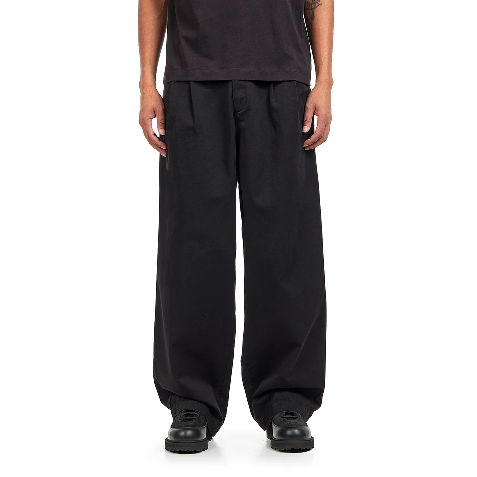 Cotton Gabardine Boxy Pleats Pants