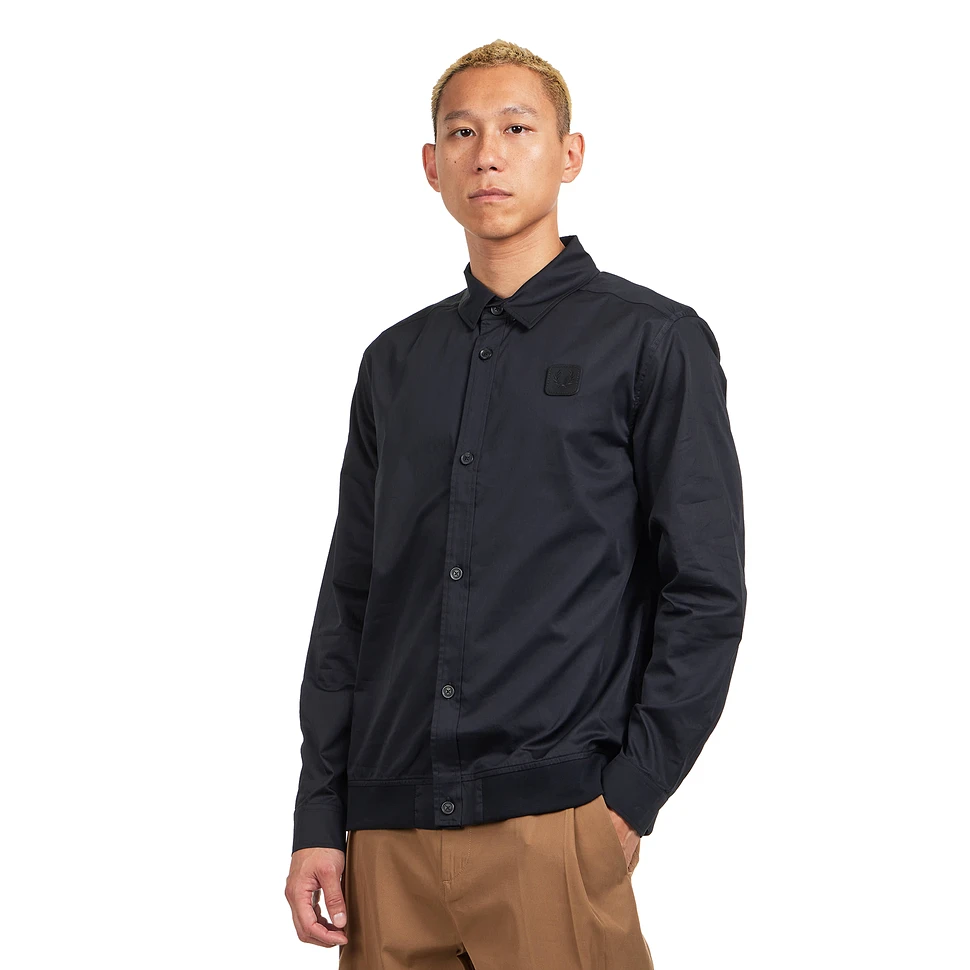 Black Canvas Rib Hem Shirt