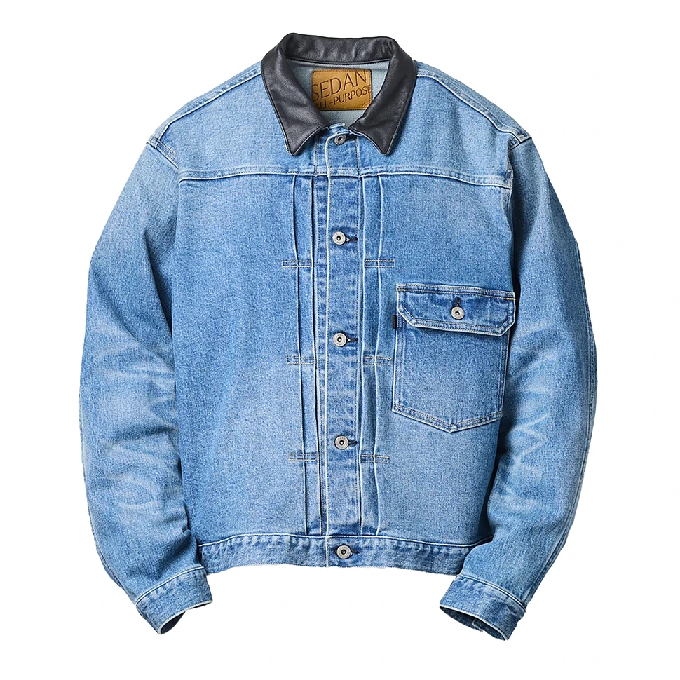 Leather Collar Denim Jacket