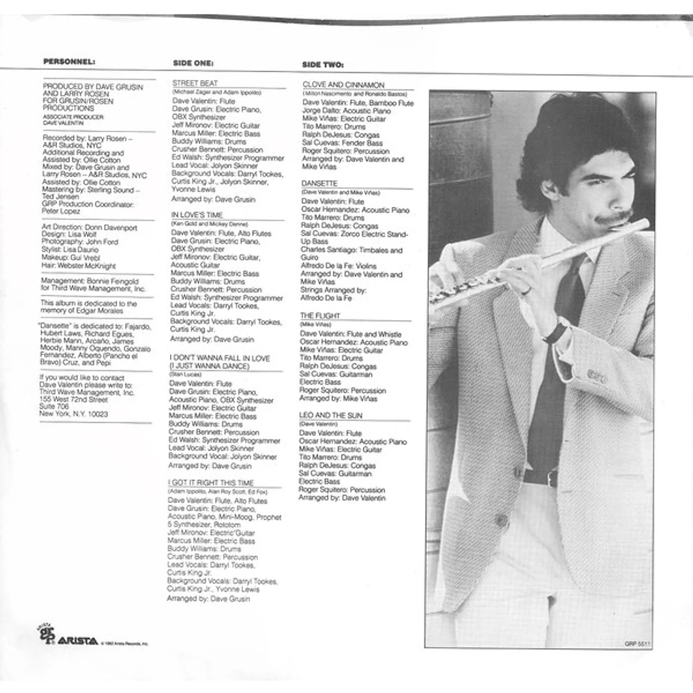 Dave Valentin - In Love's Time - Vinyl LP - 1982 - US - Original | HHV