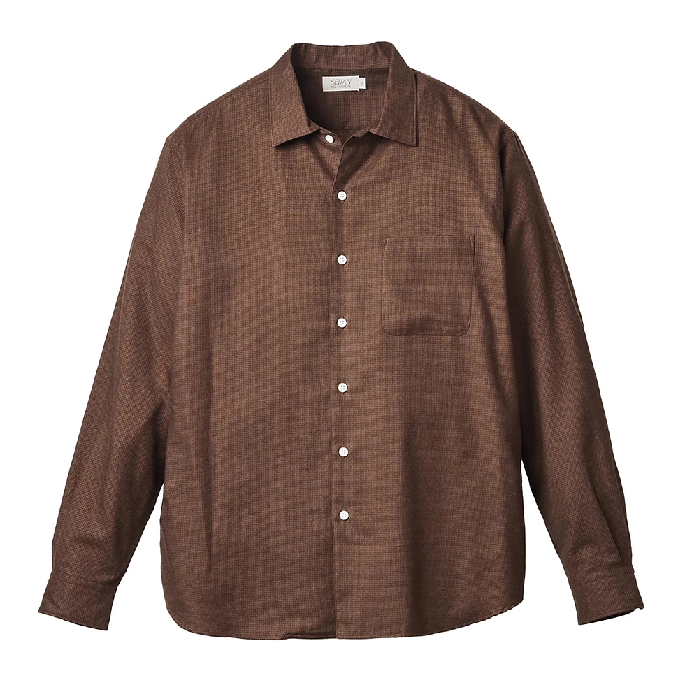 Micro Plaid Open Collar Shirt